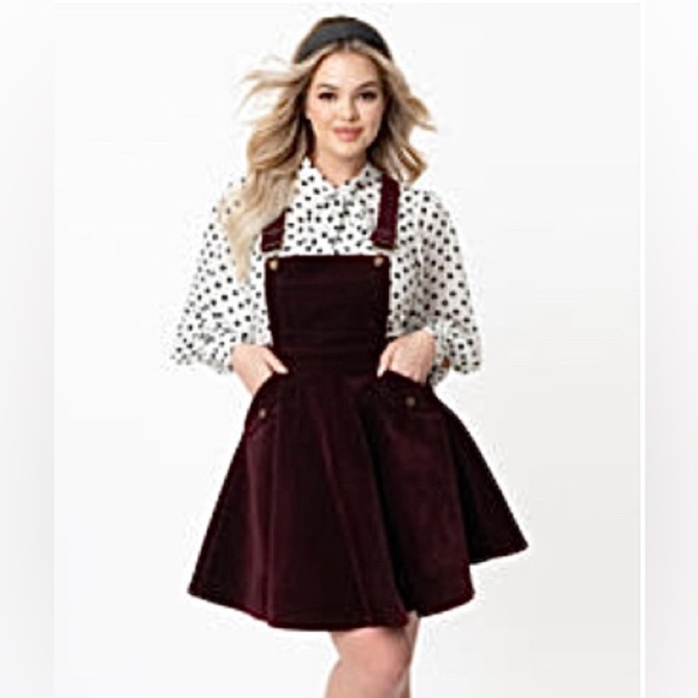Unique Vintage Brionne Corduroy Jumper Overalls Skirt Dress Pinafore